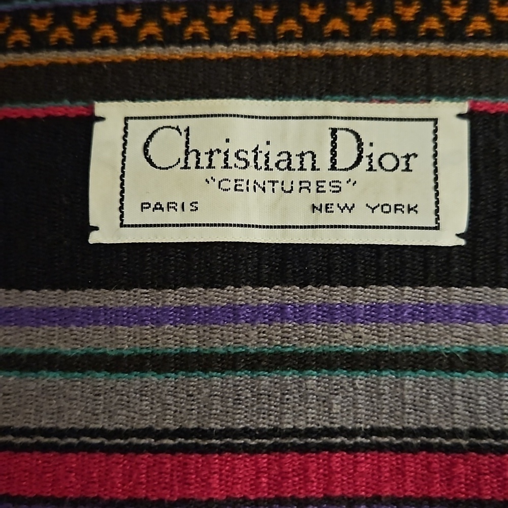 VTG Christian Dior 1980s Hand Loomed Braided Fringe Stripe Belt Sash - Picture 2 of 4